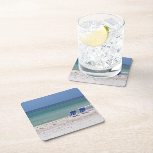 Stühle am Strand Rechteckiger Pappuntersetzer (Vor Ort)