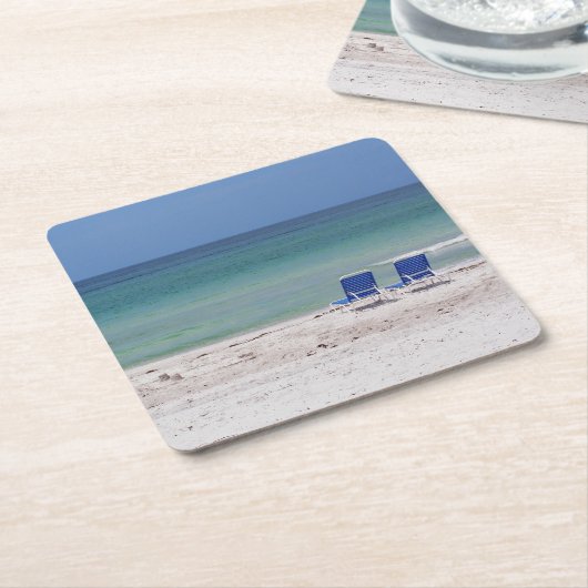 Stühle am Strand Rechteckiger Pappuntersetzer (angewinkelt)