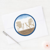 Stühle aus Blue und Tan Adirondack | Hochzeit Runder Aufkleber (Umschlag)