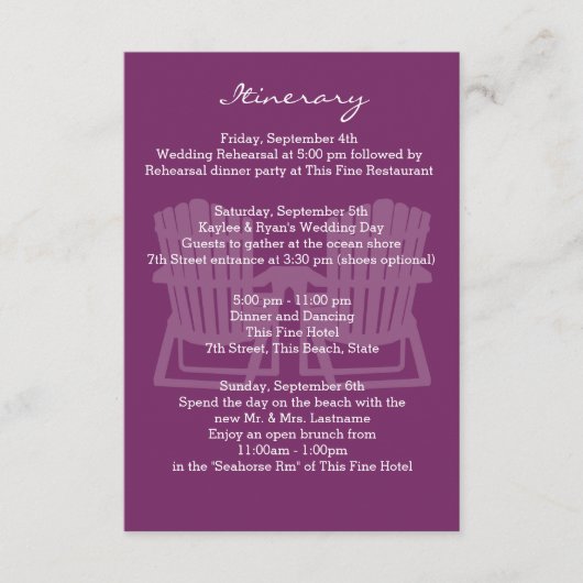 Stühle für Adirondack Begleitkarte (Vorderseite)