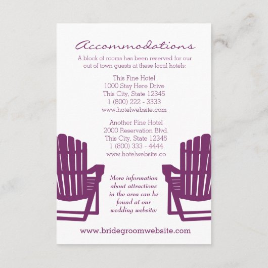 Stühle für Adirondack Begleitkarte (Rückseite)