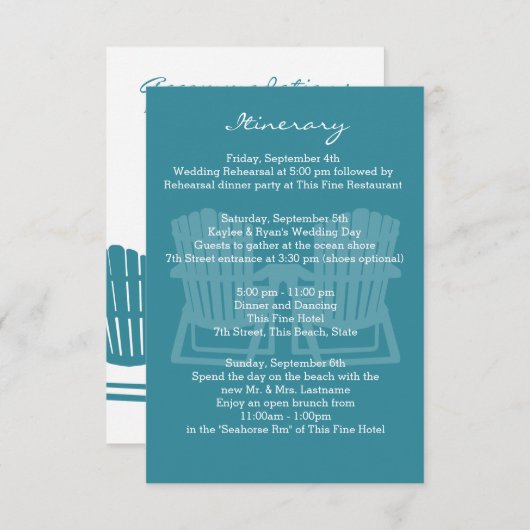 Stühle für Hochzeiten Einladung (Vorne/Hinten)