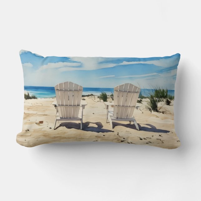 Stühle im Sand Siesta Key Beach Kissen (Vorderseite)