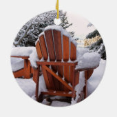 Stühle Snowy Adirondack im Winter-Foto Keramik Ornament (Hinten)