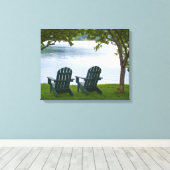 Stühle von Adirondack mit Blick auf den See Leinwanddruck (Insitu (Holzboden))