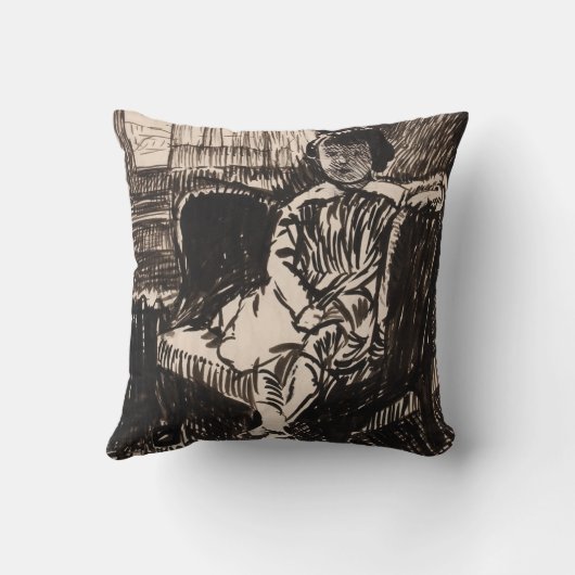 Stuhlsitzende Mädchen (ca. 1917-1918) Canvas Print Kissen (Rückseite)