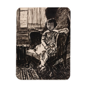 Stuhlsitzende Mädchen (ca. 1917-1918) Canvas Print Magnet