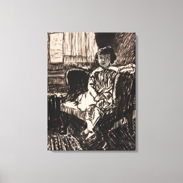 Stuhlsitzende Mädchen (ca. 1917-1918) Leinwanddruck