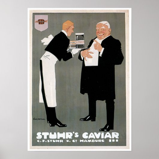 Stuhrs Kaviarfisch Vintage Lebensmittel und Kunst Poster (Vorne)