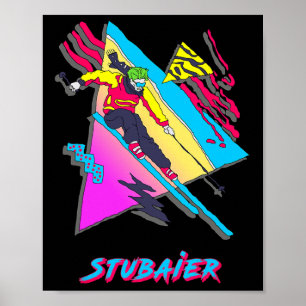 Stuier Retro Skiabenteuer Grafik Skifahrer Poster