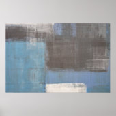 'Stumbled' Graue und blaue Abstrakte Kunst Poster  (Vorne)