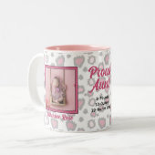 Stumme Tante Pink Animal Print mit Baby Fotos Zweifarbige Tasse (Vorderseite Links)