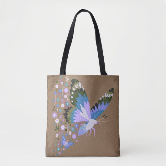 Stummer Schmetterlings-Botanik-Totebeutel Tasche (Vorderseite)