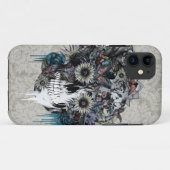 Stummer, Sonnenblumeschädeldamast Case-Mate iPhone Hülle (Rückseite (Horizontal))