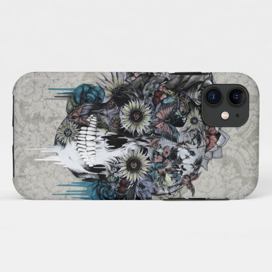 Stummer, Sonnenblumeschädeldamast Case-Mate iPhone Hülle (Rückseite (Horizontal))