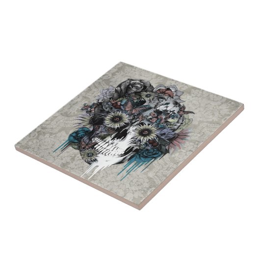 Stummer, Sonnenblumeschädeldamast Fliese (Seite)