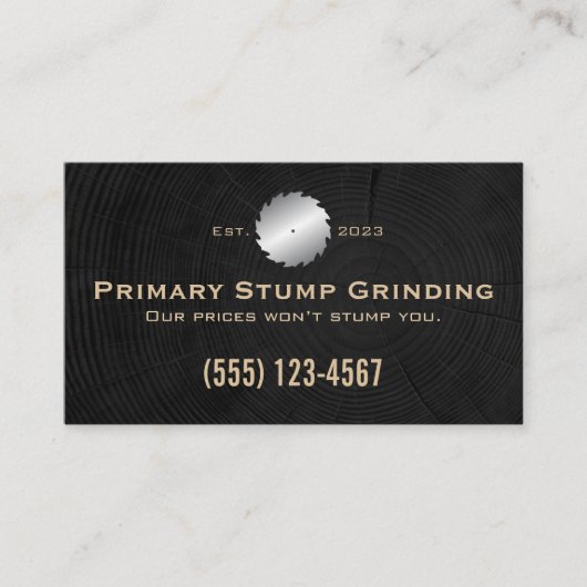 Stump Grinding Saat on Tree Trunk Rings Visitenkarte (Vorderseite)