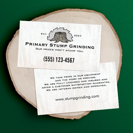 Stump Grinding Saw Tree Trunk Visitenkarte