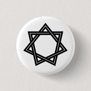Stumpfer Heptagram Knopf (Schwarzes) Button