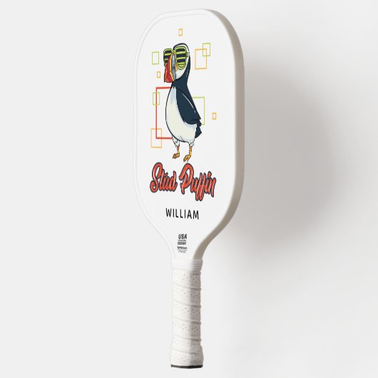 Stumpfpuffin Sea Bird Niedlich Gag Personalisiert Pickleball Schläger (Links)