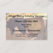Stumpfschleifen und Baum-Service Visitenkarte (Vorderseite)