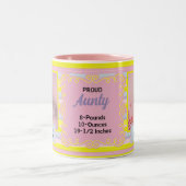 Stumpftante Rosa und Gelbe Streifen 2 Fotos Zweifarbige Tasse (Mittel)