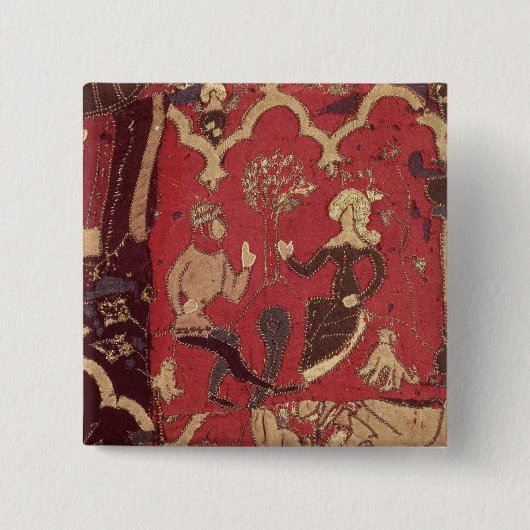 Stumpwork, das Tristan und Isolde darstellt Button (Vorderseite)