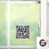 Stunden Open Generieren von QR-Code-Meldung Weiß a Fensteraufkleber (Zuhause)