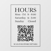 Stunden Open Sign, Generieren von QR Code, Nachric Fensteraufkleber (Blatt)