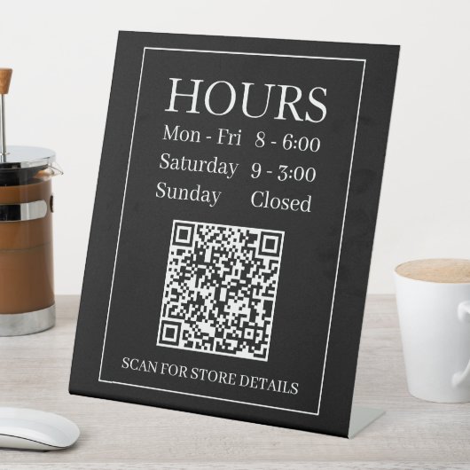 Stunden Open Sign, Generieren von QR Code, weiß & Sockelschild (In Situ)