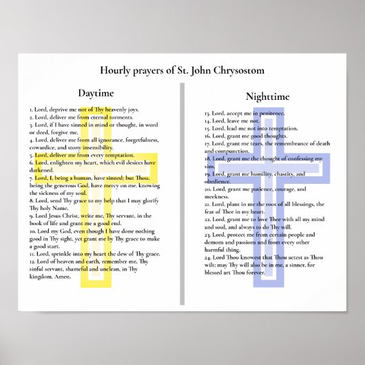 Stundengebete von St. John Chrysostom Poster (Vorne)