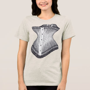 Stundenglas-Korsett im Vintage-Stil Schwarz und We Tri-Blend Shirt