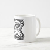 Stundenglas Zeit Design – Vintage Sanduhr Kaffeetasse (VorderseiteRechts)
