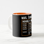 Stundenlohn für lustige Postsendungen Zweifarbige Tasse (Vorderseite Links)