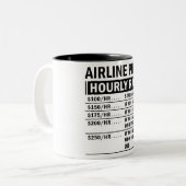 Stundenlohn von Funny Airline Zweifarbige Tasse (Vorderseite Links)