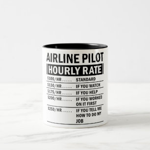 Stundenlohn von Funny Airline Zweifarbige Tasse