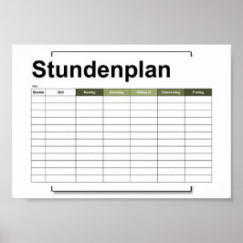 stundenplan, plan, plan, poster, deutsch pflücken poster