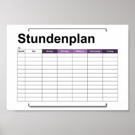 stundenplan, plan, plan, poster, deutsch pflücken poster