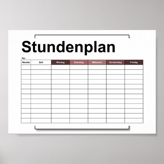 stundenplan, plan, plan, poster, deutsch pflücken poster (Vorne)