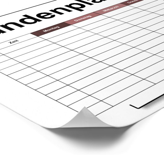 stundenplan, plan, plan, poster, deutsch pflücken poster (Ecke)