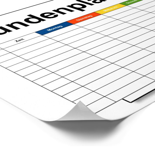 stundenplan, plan, plan, poster, deutsch pflücken poster (Ecke)