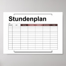 stundenplan, plan, plan, poster, deutsch pflücken