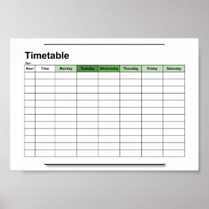 Stundenplan,Timetable,Schedule, Poster, Englisch Poster
