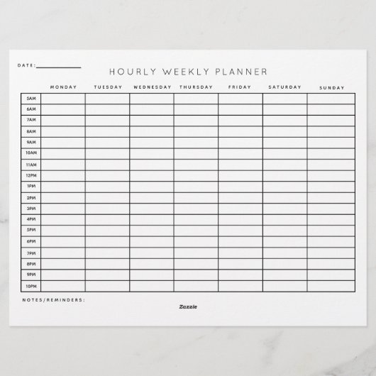 Stundenplaner gedruckte Blätter (Rückseite)