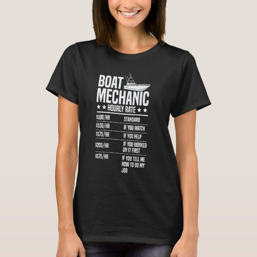 Stundensatz Bootmechaniker Motorboot T-Shirt (Vorderseite)