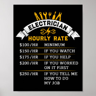 Stundensatz für Elektriker für Handwerker Humor Ar Poster