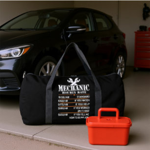 Stundensatzdiagramm für Mechaniker Duffle Bag