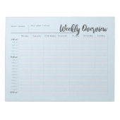 Stundenweise wöchentlicher Überblick Notizblock (Vorderseite)