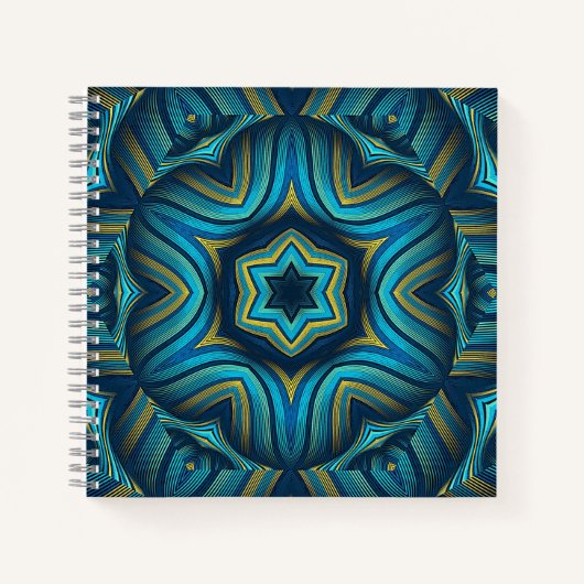 Stunning Abstract Blue and Yellow Mandala Art Notizblock (Vorderseite)
