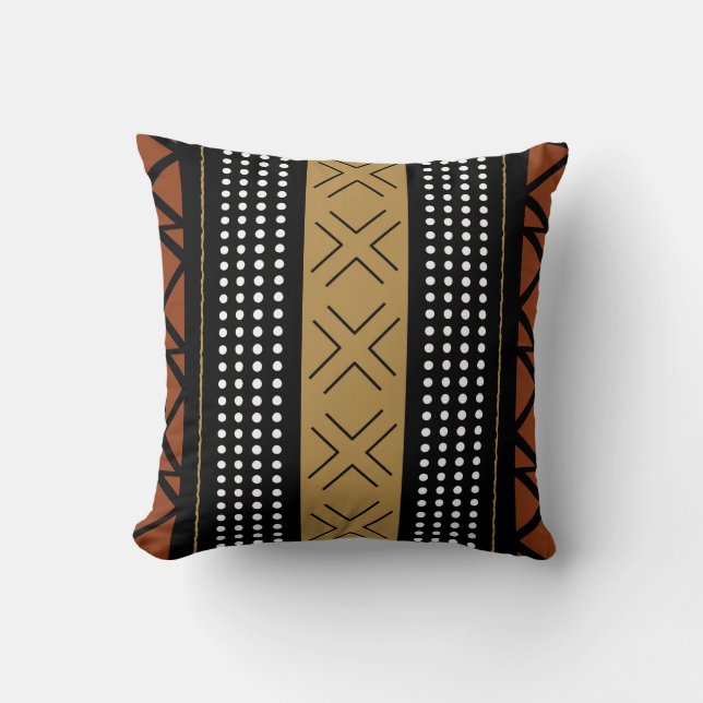 Stunning African Bogolan Inspired Throw Pillow Kissen (Vorderseite)